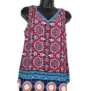 DR2 Mixed Print Tank Top Boho Peasant Size Med New